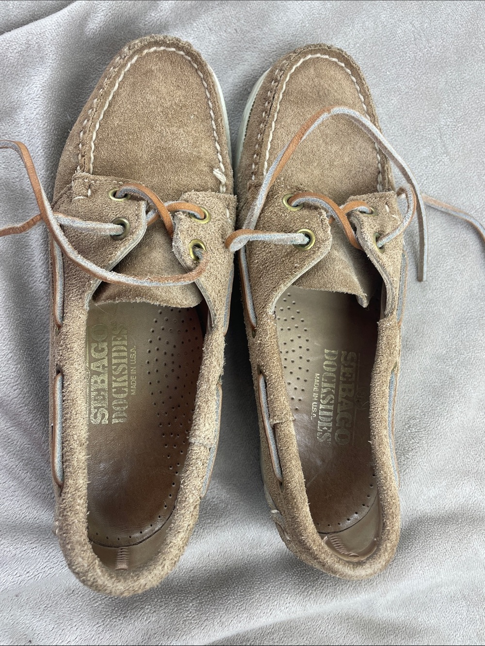 Vintage Sebago Docksides Suede Lace Mocassin Shoes - Picture 5 of 11